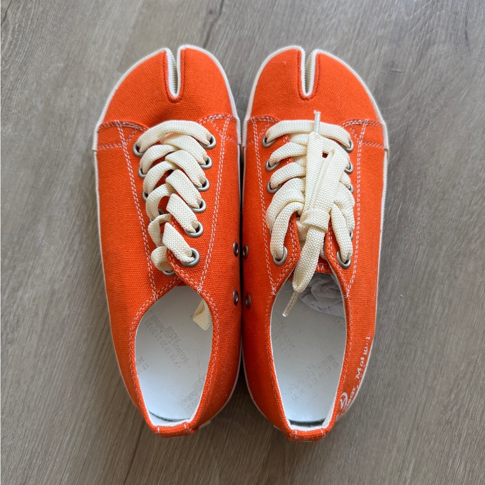 Orange Tabi Sneaker with Cream Laces